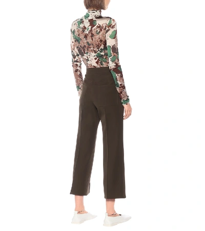 Shop Jil Sander High-rise Slim Wool Pants In Green