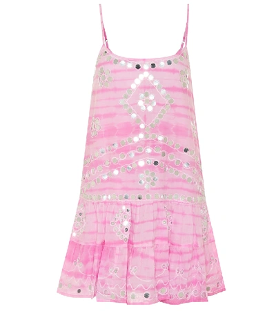 Shop Juliet Dunn Embellished Cotton Minidress In Pink
