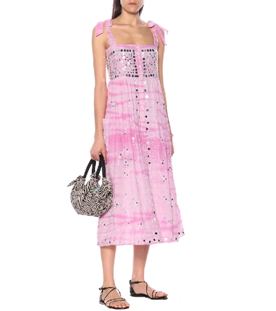 Shop Juliet Dunn Embellished Tie-dye Cotton Midi Dress In Pink
