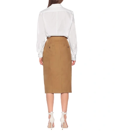 Shop Max Mara Bosso Cotton Midi Skirt In Beige