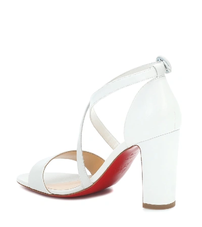 Shop Christian Louboutin Loubi Bee 85 Leather Sandals In White