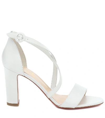 Shop Christian Louboutin Loubi Bee 85 Leather Sandals In White