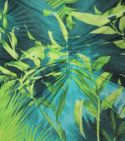Shop Versace Jungle-print Jersey Midi Dress In Green