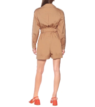 Shop Fendi Cotton Jumpsuit In Brown
