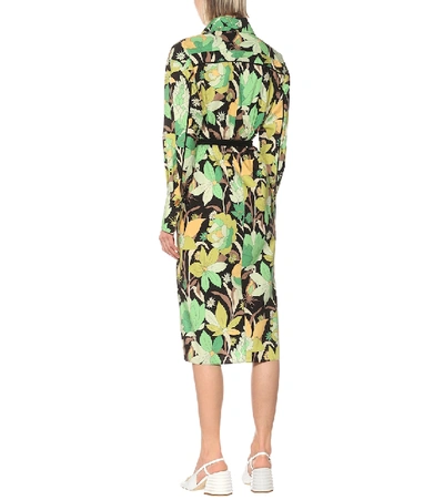 Shop Fendi Floral Cotton Dress In Green