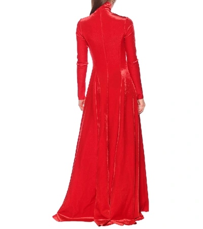 Shop Balenciaga Ballroom Bonded Velvet Gown In Red