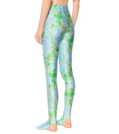 Shop Balenciaga Dynasty Floral Leggings In Blue