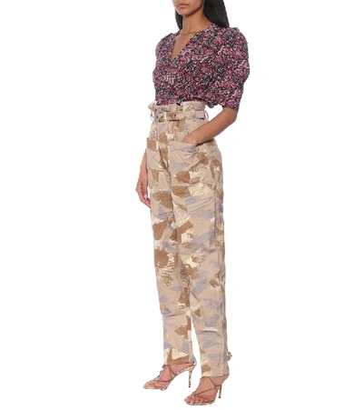 Isabel Marant Iona High-rise Cotton-blend Pants In Beige