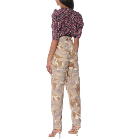 Isabel Marant Iona High-rise Cotton-blend Pants In Beige