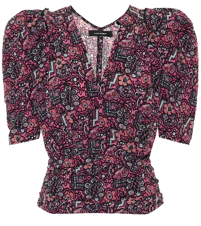 Shop Isabel Marant Rincky Stretch-silk Top In Pink
