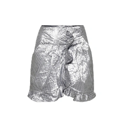 Shop Isabel Marant Mucius Striped Metallic Miniskirt In Silver