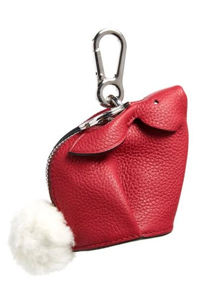 Shop Loewe Bunny Bag Charm With Genuine Shearling In Raspberry