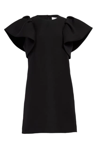 Shop Valentino Wool & Silk Crepe Dress In Nero