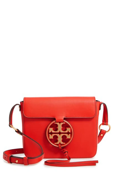 Shop Tory Burch Miller Metal Logo Leather Flap Crossbody Bag In Bright Samba