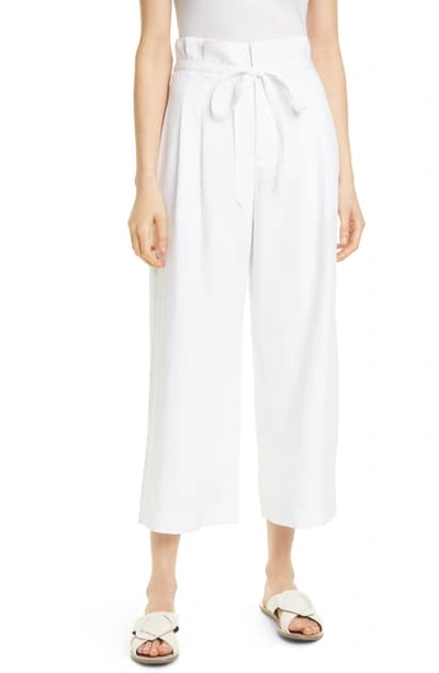 Shop Club Monaco Paperbag Waist Wide Leg Crop Pants In White