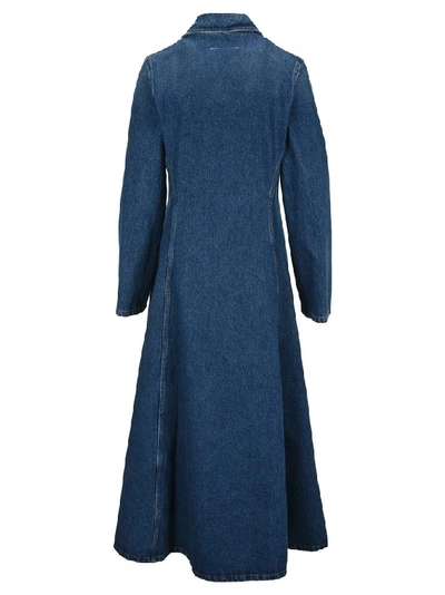 Shop Mm6 Maison Margiela Single Breasted Denim Coat In Blue