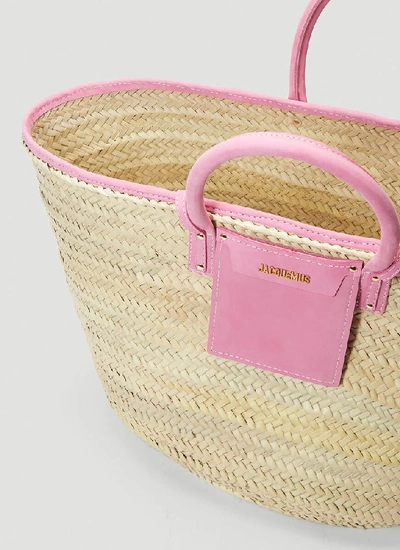 Shop Jacquemus Soleil Woven Basket Bag In Pink