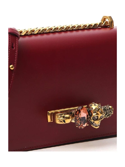 Shop Alexander Mcqueen Jewelled Crossbody Bag In Red