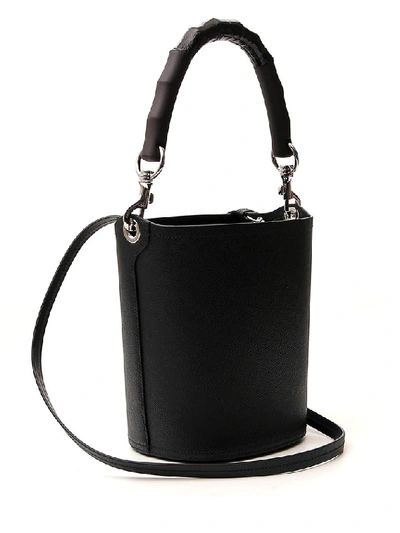 Shop Prada Logo Plaque Bucket Bag In Black