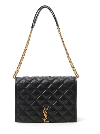 Shop Saint Laurent Becky Chain Shoulder Bag In Black