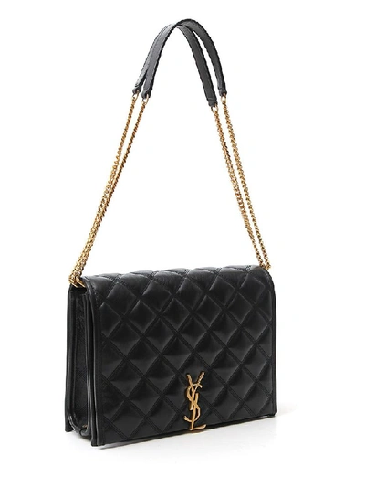 Shop Saint Laurent Becky Chain Shoulder Bag In Black