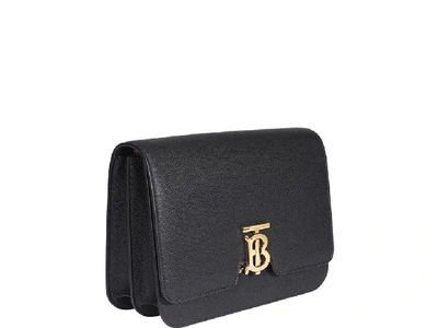 Shop Burberry Tb Plaque Shoulder Bag In Black