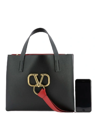 Shop Valentino Vring Tote Bag In Black