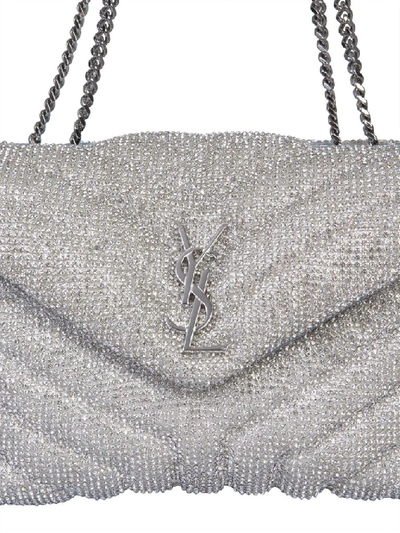 Shop Saint Laurent Small Loulou Shoulder Bag In Silver