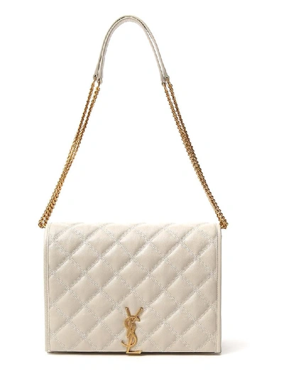 Shop Saint Laurent Becky Chain Shoulder Bag In Cream