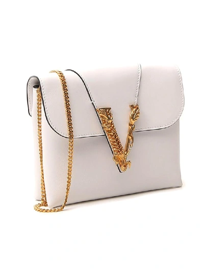 Shop Versace Virtus Chain Clutch In White