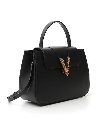 Shop Versace Virtus Top Handle Top Handle Bag In Black