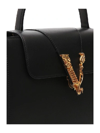 Shop Versace Virtus Top Handle Top Handle Bag In Black
