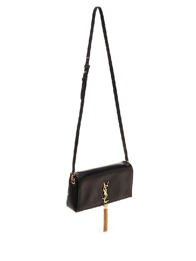 Shop Saint Laurent Kate Baguette Bag In Black