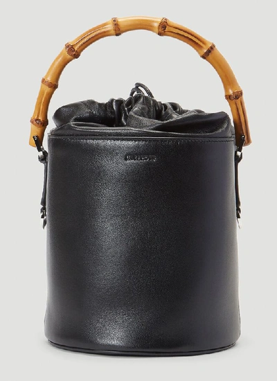 Shop Jil Sander Bamboo Handle Bucket Bag In Black