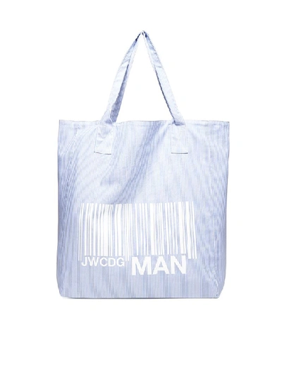 Shop Junya Watanabe Comme Des Garçons Barcode Print Tote Bag In Blue