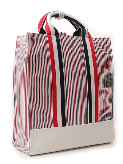 Shop Thom Browne Striped Tote Bag In Multi