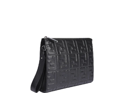 Shop Fendi Ff Embossed Clutch Bag In Black