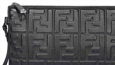 Shop Fendi Ff Embossed Clutch Bag In Black
