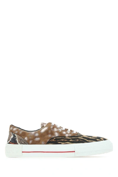 Shop Burberry Animal Print Sneakers In Multi