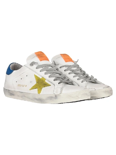 Shop Golden Goose Deluxe Brand Superstar Distressed Sneakers In White Yellow