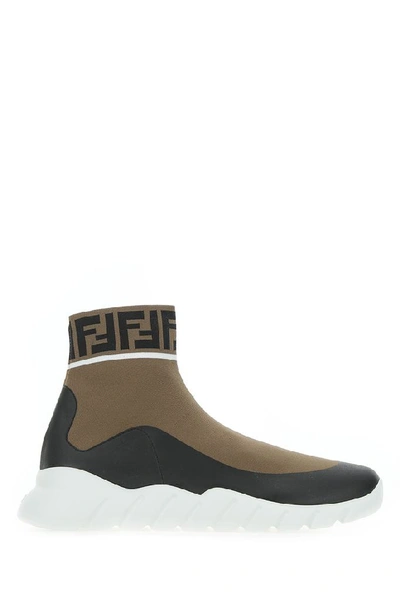 Shop Fendi Logo Stretch Sock Sneakers In Multi