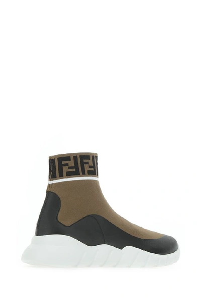 Shop Fendi Logo Stretch Sock Sneakers In Multi