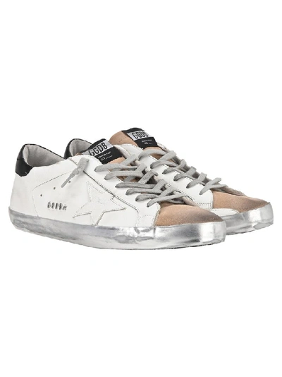 Shop Golden Goose Deluxe Brand Superstar Sneakers In White Leather Sparkle Nude Suede Me