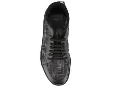 Shop Fendi Mesh Panelled Logo Detail High Top Sneakers In Black