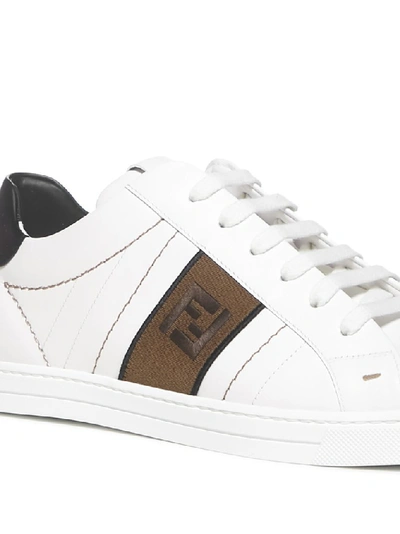 Shop Fendi Logo Lace Up Sneakers In White