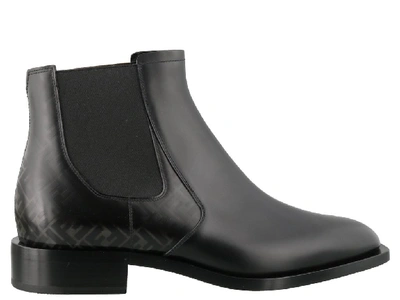 Shop Fendi Ff Logo Ankle Boots In Black