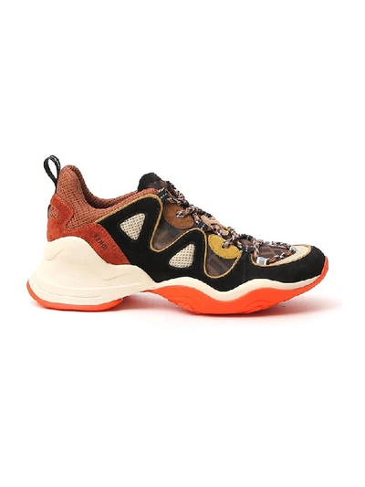 Shop Fendi Panelled Low Top Sneakers In Multi