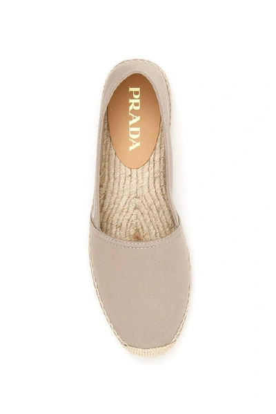 Shop Prada Logo Espadrilles In Beige