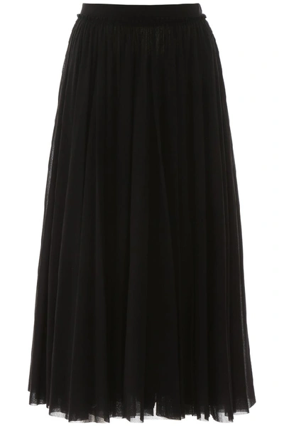 Shop Jil Sander Pleated Midi Skirt In Black