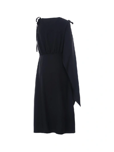 Shop Prada Asymmetric Draped Dress In Black